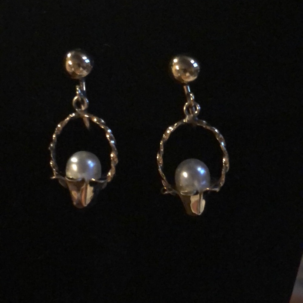 Vintage Signed Bal Ron 1/120 14k Gold Filled Faux Pearl Screw Earrings